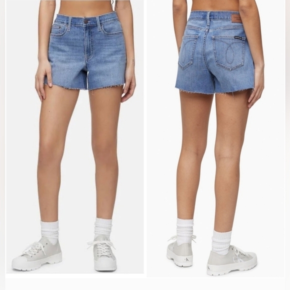 Calvin Klein Cut Off High‎ Waist Jean light wash  Shorts Women's Size 10 Cotton - Picture 11 of 13